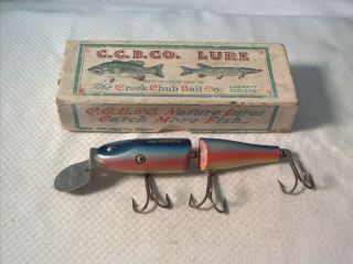 Vintage Old Wood Fishing Lure Creek Chub Jointed Pikie Dd Rainbow W/ Box Ge