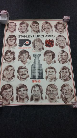 Very Rare 1974 - 75 Stanley Cup Philadelphia Flyers Poster Huge 38 " X 50 "