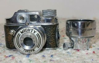 Vintage Japan Toko Mighty Toko.  P.  W Subminiature Spy Camera W/ Tele 2x Lens