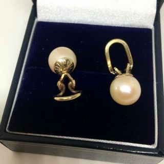 Vintage 9ct Gold Cultured Saltwater Pearl Earrings Clips Large 8.  5mm Pearl 2