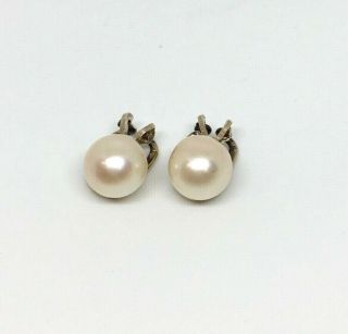 Vintage 9ct Gold Cultured Saltwater Pearl Earrings Clips Large 8.  5mm Pearl 4