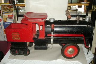 Large 26 " Vintage Keystone Rr Ride - On Pressed Steel Toy 6400 Railroad Train