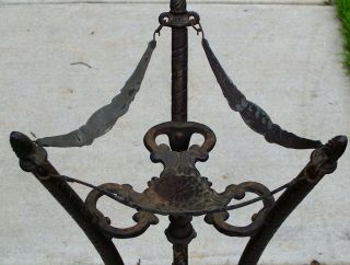 Antique 1800 ' s Ornate Cast Iron Tri - Leg Stand,  Fish Bowl Stand 7