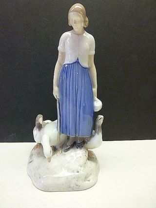 Vintage Bing & Grondahl B&g Denmark 10 " Girl & Geese Figurine 2254 Axel Locher