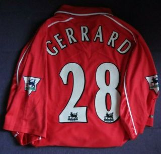 Liverpool 2000 - 02 Home Football Shirt Reebok Vintage Gerrard 28 Rare Size Large