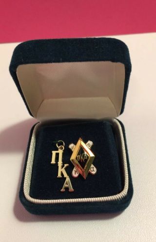 Pi Kappa Alpha Pike Vintage 14k Gold Fraternity Lavalier & Fraternity Pin Set