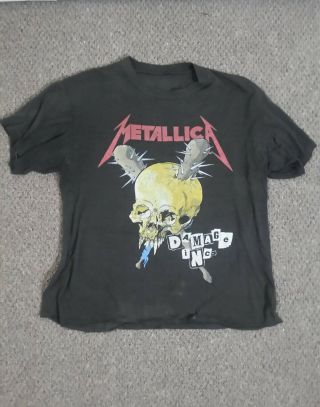 Vintage Metallica Damage Inc.  Tour Pushead T - Shirt Large Or X - Large Circa 1987