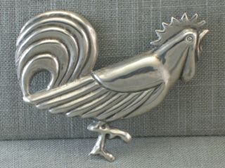 Vtg Mexico Sterling Silver Large Rooster Bird Pin Brooch Hollowware Unusual Rare