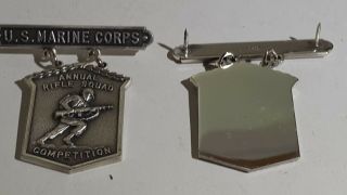 U.  S Marine Corps Infantry Annual Rifle Squad Competition - - - Silver Badge Rare