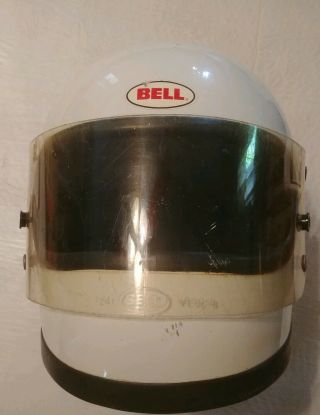 Vtg 1975 Bell Snell Star Ii 2 White 6 7/8 Motorcycle Racing Helmet W Visor