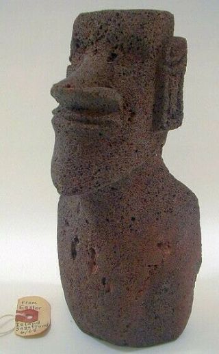 Vintage Moai Statue Carved Stone Easter Island 1960s Sculpture Pacific Islands
