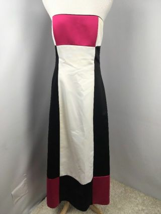 Vtg Jessica Mcclintock Gunne Sax Pink Black White Colorblock 90s Prom Dress 11