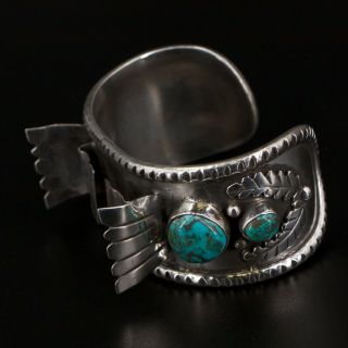 VTG Sterling Silver NAVAJO Turquoise Stone Feather 7 