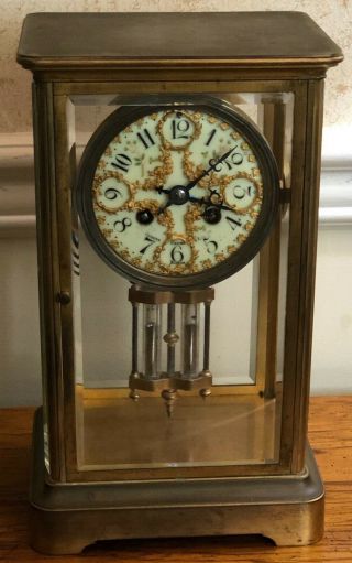 Vintage Shreve Crump & Low French 4 Glass Crystal Regulator Mercury Mantle Clock