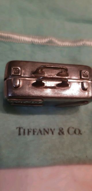 Vintage Tiffany & Co.  925 Sterling Silver Suitcase Luggage Travel Pill Box Case 2