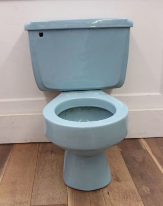 Vintage Mid Century Retro Blue American Standard One Flush Toilet