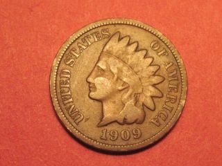 Vg 1909 - S Indian Head Cent Antique Bronze Penny