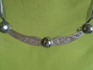 Vintage Engraved SILVER Rope Edge CONCHO Horse Show Bit GREAT Cond NR 7