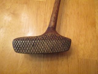 RARE Antique HICKORY WOOD SHAFT Oak KELLY CLUB putter early 1900s 2