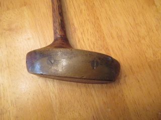 RARE Antique HICKORY WOOD SHAFT Oak KELLY CLUB putter early 1900s 3