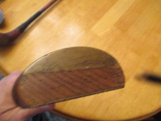 RARE Antique HICKORY WOOD SHAFT Oak KELLY CLUB putter early 1900s 4