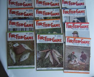 12 Vintage 1944 Fur,  Fish & Game Magazines Full Year 12 Months