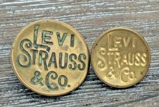Levi Strauss & Co Antique Brass Overall Coat Jeans Button Wobble Shank Set Of 2