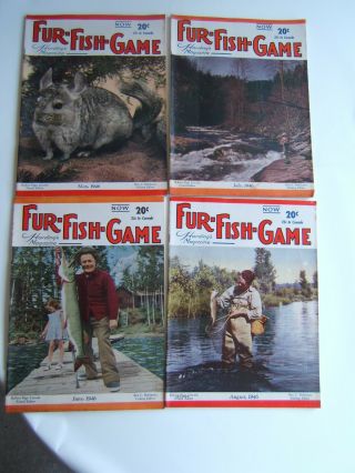 12 VINTAGE 1946 FUR,  FISH & GAME MAGAZINES FULL YEAR 12 MONTHS 3