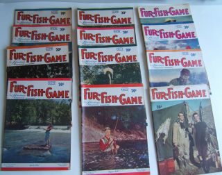 12 Vintage 1947 Fur,  Fish & Game Magazines Full Year 12 Months