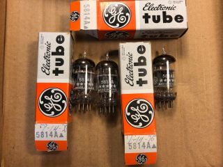 3 Nos Nib Matched Vintage Ge 5 - Star 5814a 12au7 Gray Plate Tubes Strong Balanced