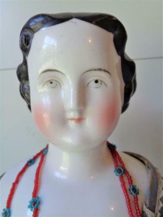 21 " Antique German Porcelain China Head Doll Hertel Schwab ? Civil War Era