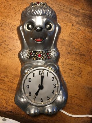 Poodle California Wall Clock Moving Eyes No Tail Vintage P1 Only