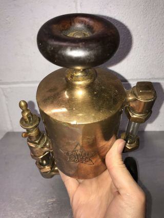 1 PINT BOSON POWELL BRASS OILER Hit Miss Engine Antique Old Steampunk Vintage 11