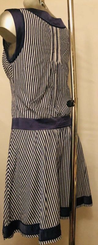 Ted Baker Vintage Style Navy Stripe Party Holiday Dress Very Elegant Size3/UK12 4