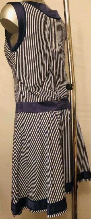 Ted Baker Vintage Style Navy Stripe Party Holiday Dress Very Elegant Size3/UK12 5