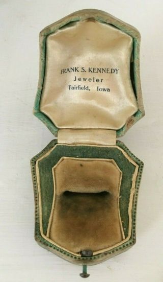 Antique Victorian Advertising VTG Ring Box Jeweler FRANK KENNEDY FAIRFIELD IOWA 3