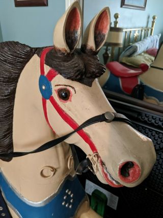 Vintage Painted Carousel Horse On Stand Full Size Jumper.  100 Year Old Prize