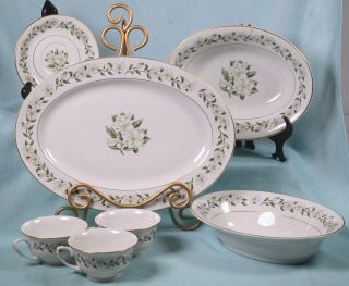 7 Vintage Princess China Bridal Wreath Dinnerware Platter Serving Bowls Tea Cups