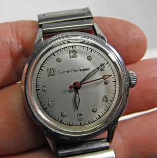 Vintage Girard - Perregaux Stainless Steel 1940s - 50s Red Second Hand Rare Ex,