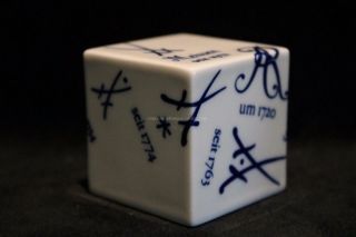 Rare Meissen Porcelain Cube Dealers Sign Crossed Swords Marks Figures