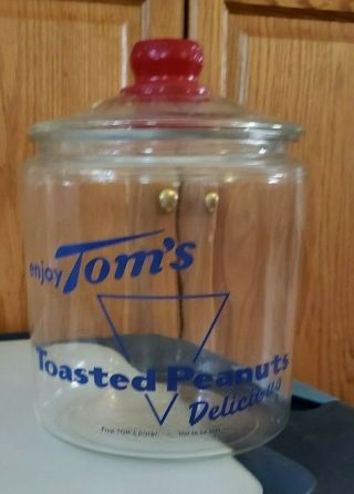 Tom ' s Vintage Glass Jars - 1 Large and 2 Medium Size with Lids 3