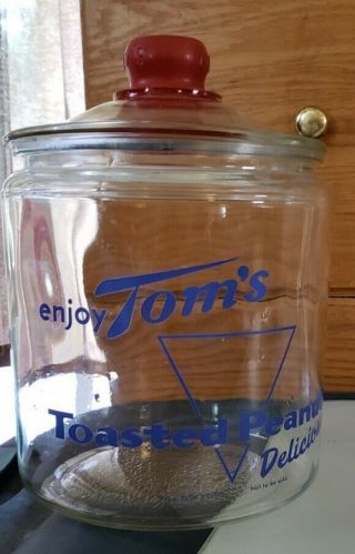 Tom ' s Vintage Glass Jars - 1 Large and 2 Medium Size with Lids 5