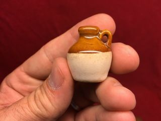 Vtg Uhl Pottery Advertising Mini Miniature Tiny Stoneware Indiana Jug 1 1/8 " Exc