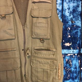 Vintage Pocket ORVIS Fly Fishing Vest 100 Cotton Large Zip Up Hunting 2