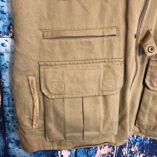 Vintage Pocket ORVIS Fly Fishing Vest 100 Cotton Large Zip Up Hunting 4