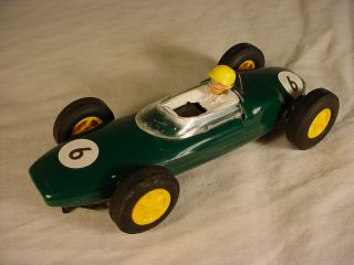Rare Vintage French Scalextric Lotus C63 Swivel Guide Green Vg Slot Car