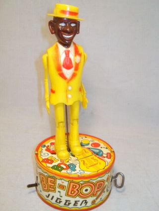 Vtg Louis Marx Be - Bop Jigger Tin & Plastic Wind Up Toy Black Americana -