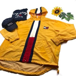 Vintage 90s Tommy Hilfiger Windbreaker Jacket Mens Large Full Zip Hooded Rain