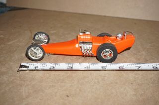 Vintage ? Eldon ? Slot Car Dragster Race Car Racer In Orange Racer Racing