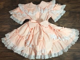 Vintage Lilo Ca Girls Dress Ruffles Lace Party Twirl Full Circle Usa Size 4